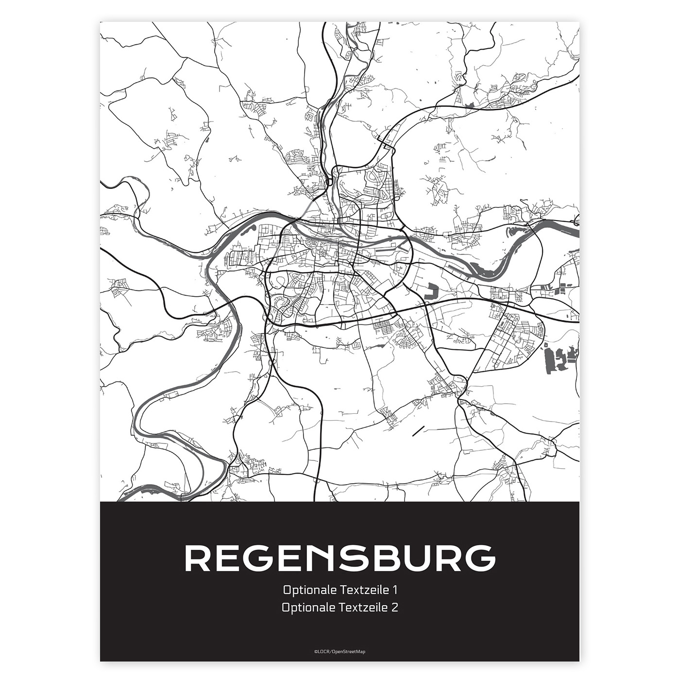 Poster Stadtkarte "Regensburg"