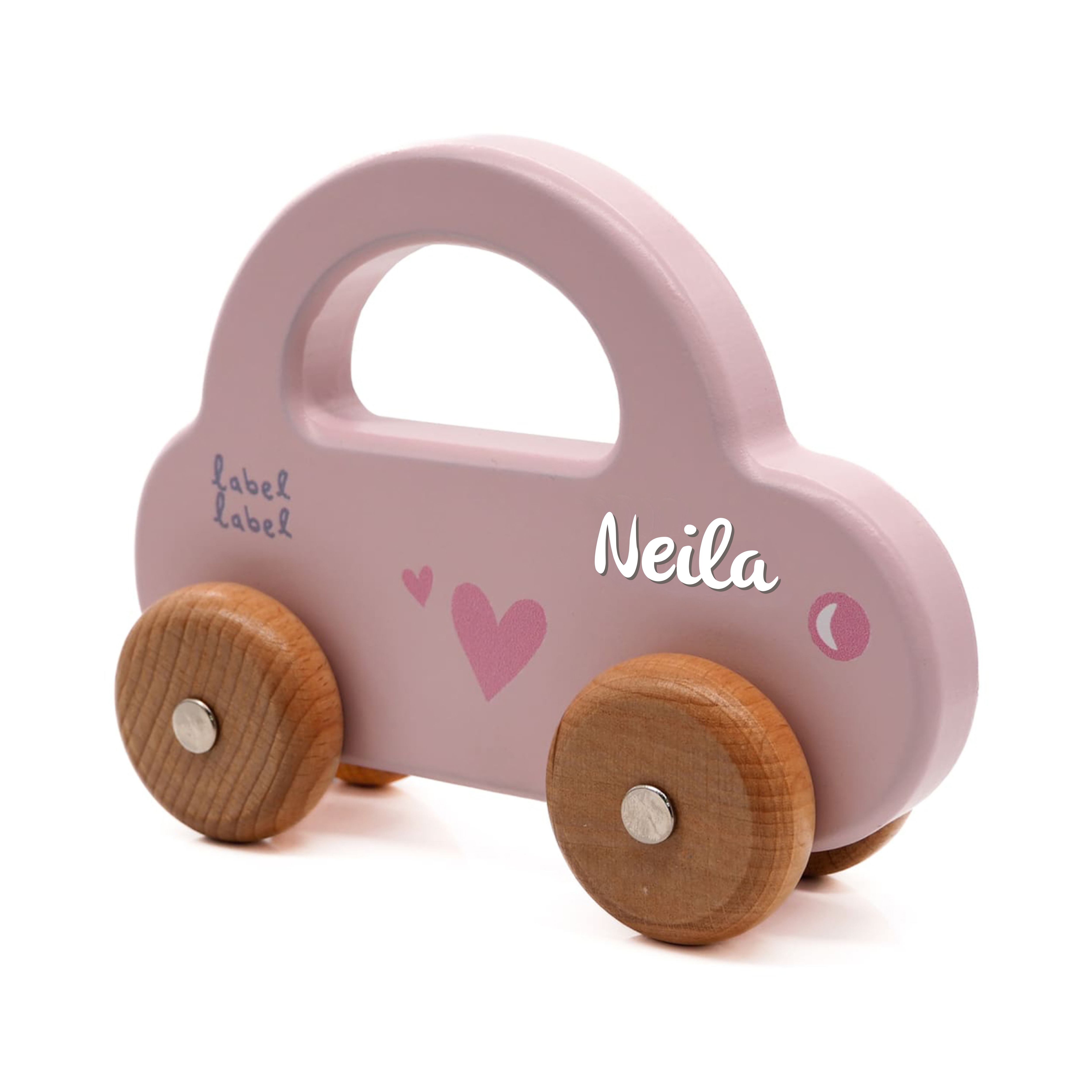 Spielzeugauto aus Holz rosa