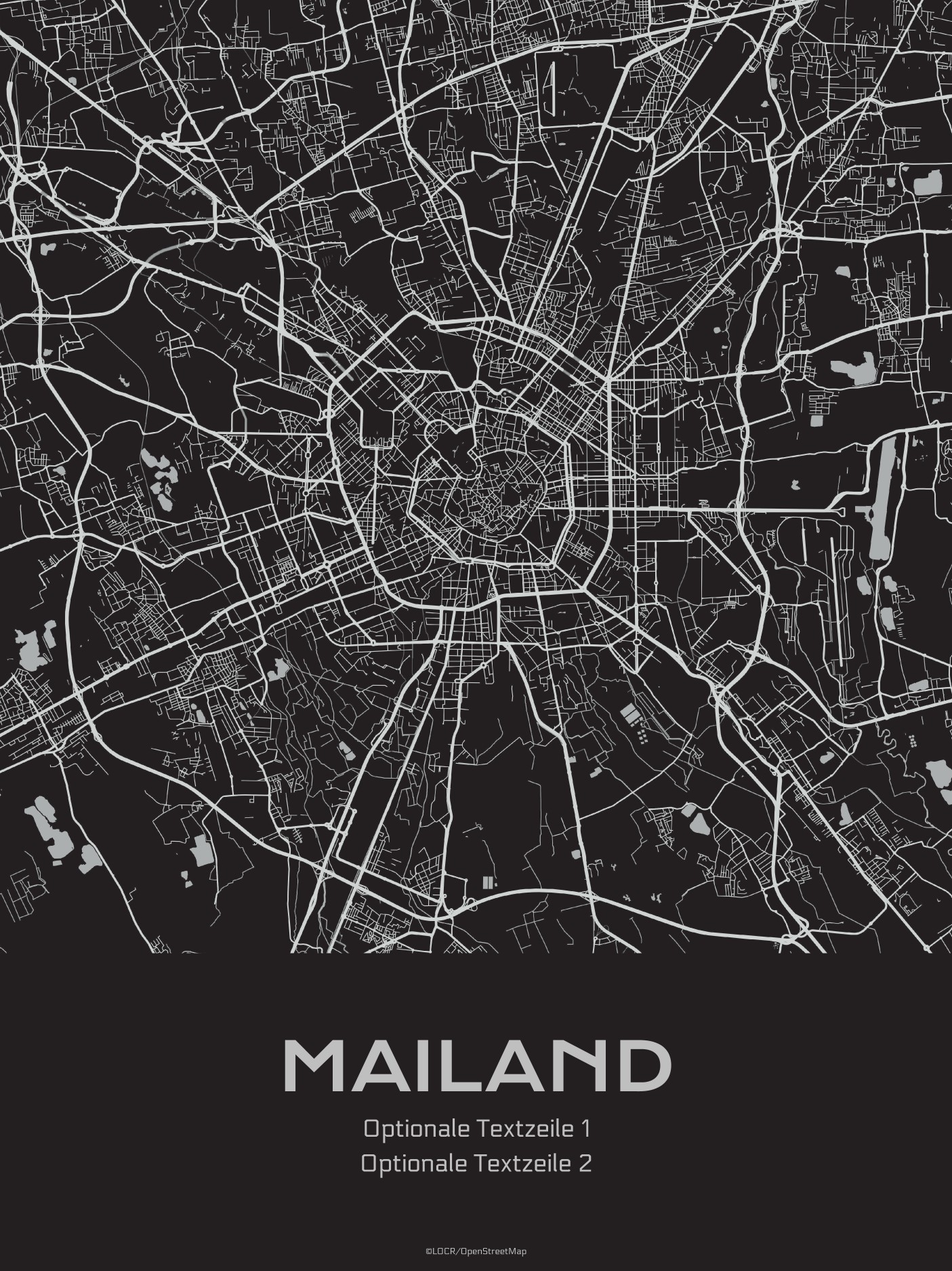 Poster Stadtkarte "Mailand"