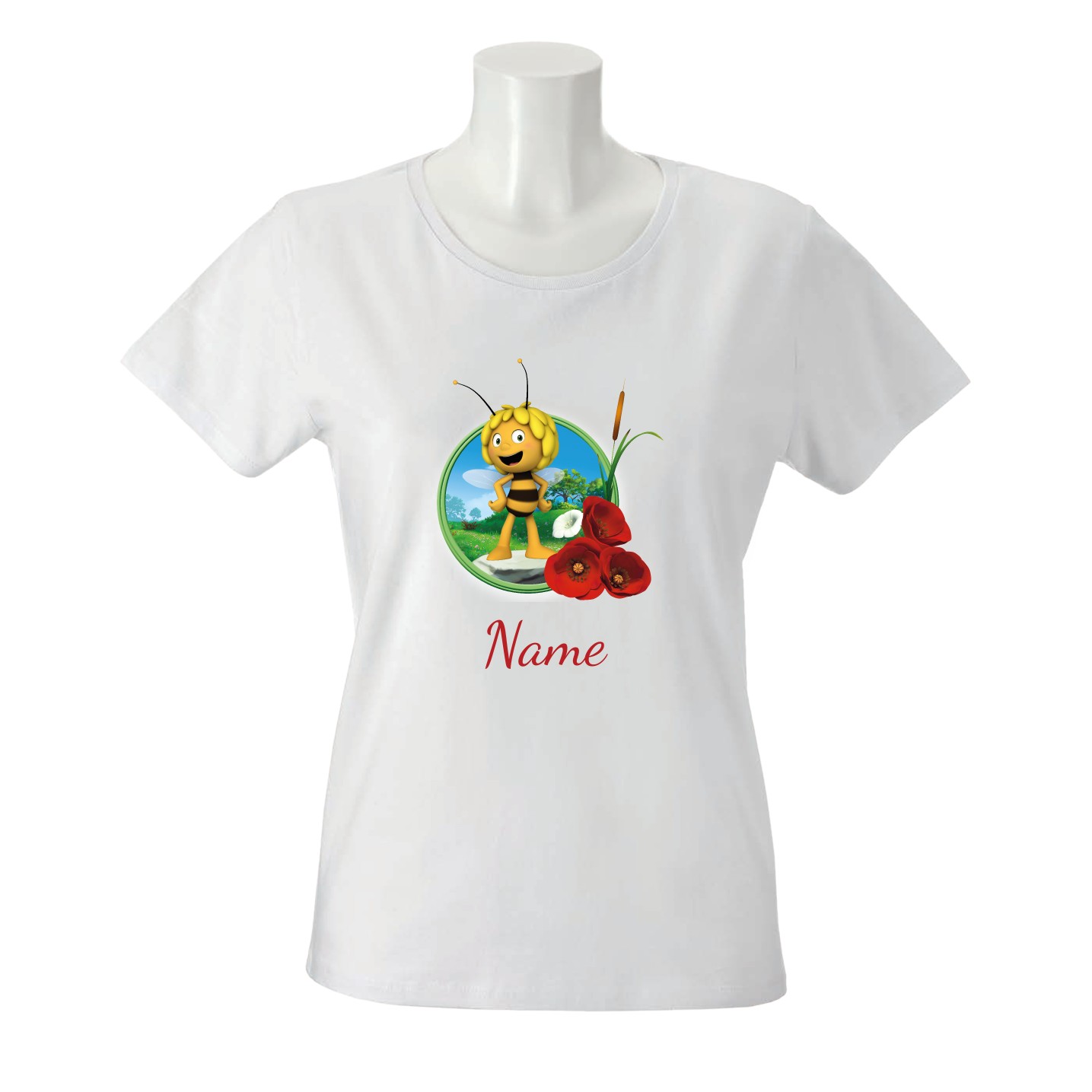 Damen T-Shirt "Biene Maja - Maja mit Rosen"