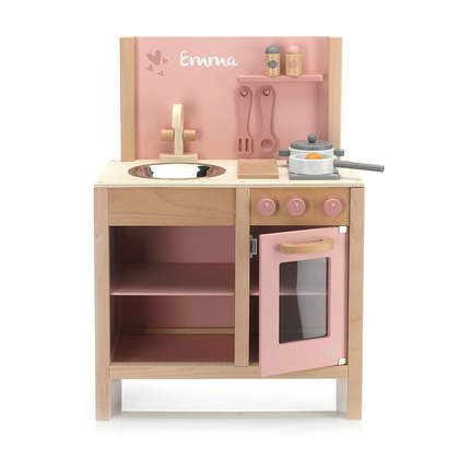 Kinderküche aus Holz rosa