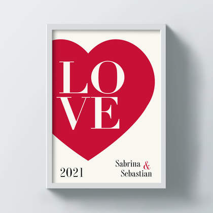 Poster A3 "LOVE" mit Herz