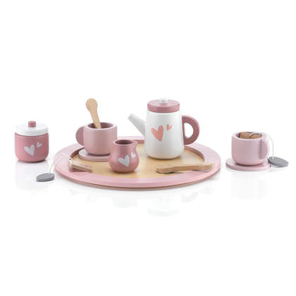 Tee–Set aus Holz Rosa