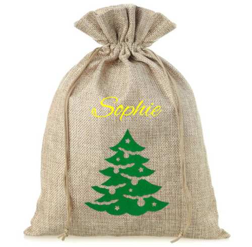 Jutesäckchen mit Weihnachtsmotiv Tannenbaum