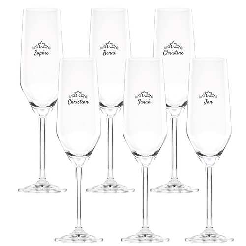 Sektglas aus Kristallglas "Sterne"