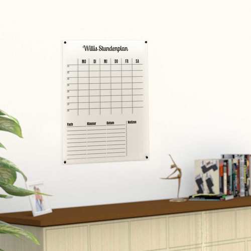 Wandkalender im Hochformat "Stundenplan" aus Acrylglas